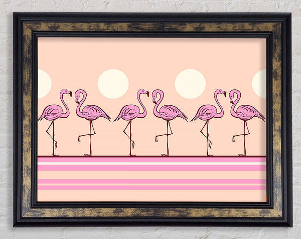 Pink Flamingo moon Framed Print