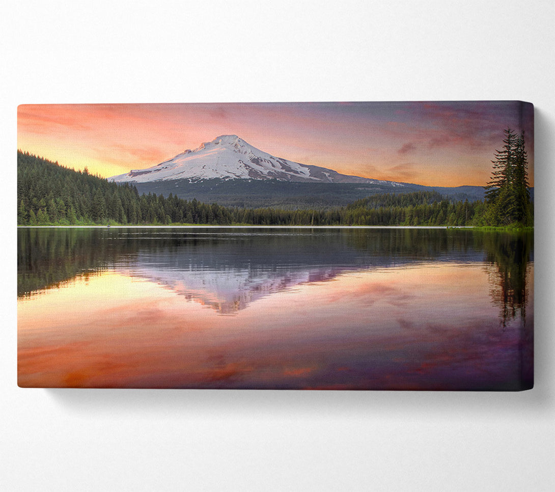  A Canvas Print of Mountain Sunset Reflections Canvas Wall Art