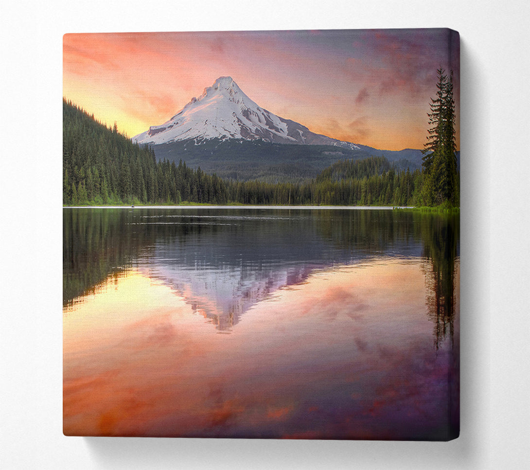  A Canvas Print of Mountain Sunset Reflections Canvas Wall Art