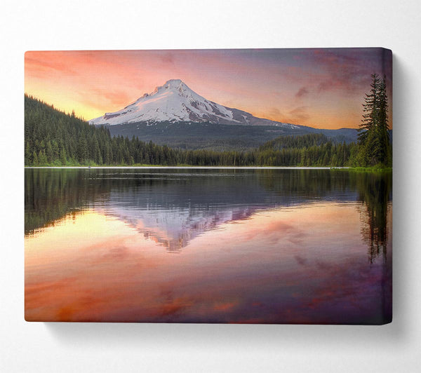  A Canvas Print of Mountain Sunset Reflections Canvas Wall Art
