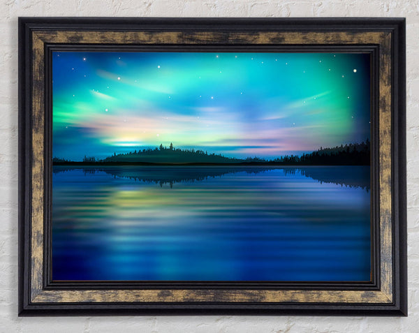 Northern Lights Lake Dream Framed Print