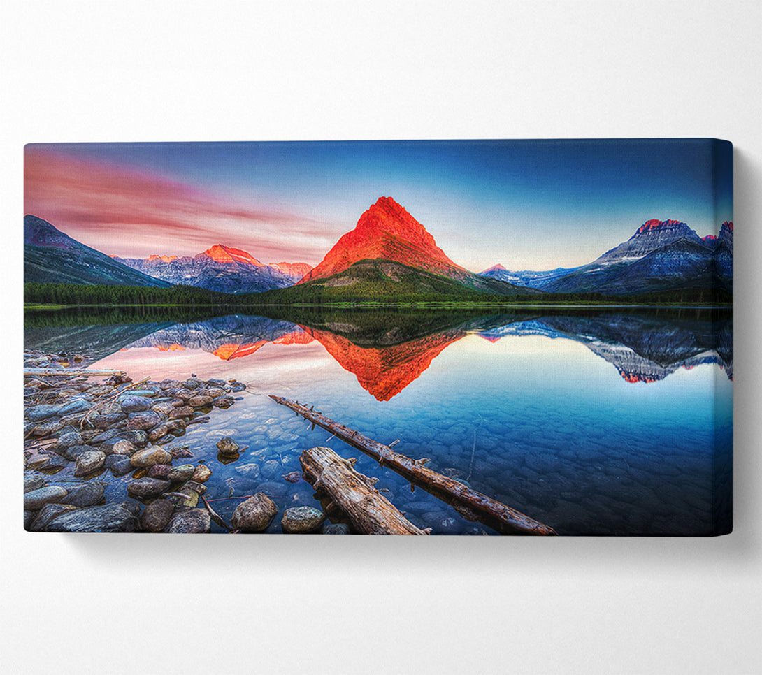  A Canvas Print of Reflections Of the Mountain Peak Lake Canvas Art