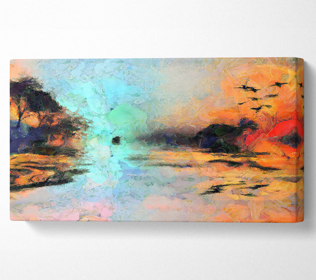  A Canvas Print of Birds At The Sunset Canvas Art