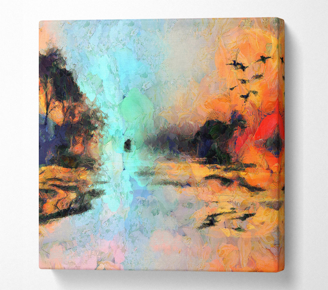  A Canvas Print of Birds At The Sunset Canvas Art