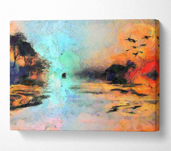  A Canvas Print of Birds At The Sunset Canvas Art
