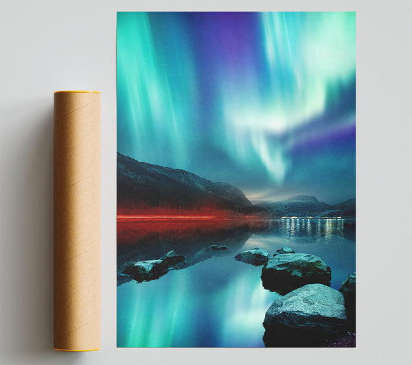 Northern Light Red Beam Poster