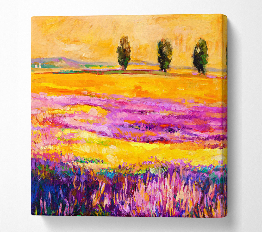  A Canvas Print of Pinks In A Field Of Gold Landscape Canvas Art