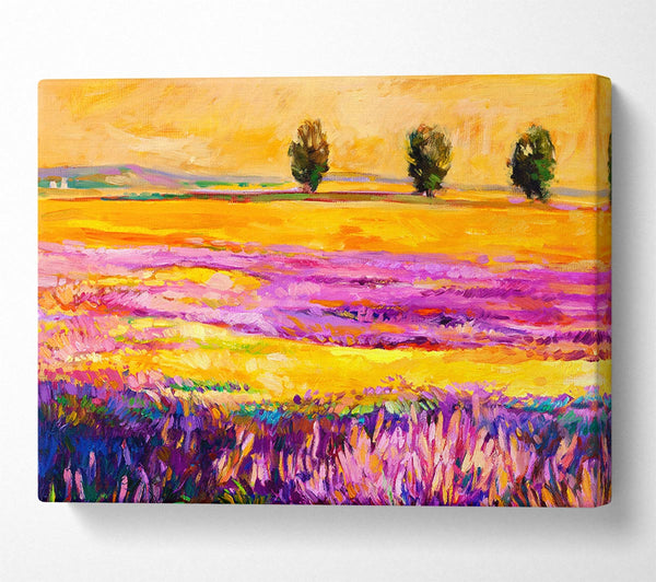 A Canvas Print of Pinks In A Field Of Gold Landscape Canvas Art