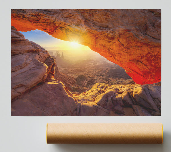 Sun Burst Through The Red Rock Canyon Print