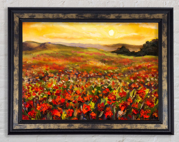Poppy Field Sun Framed Print