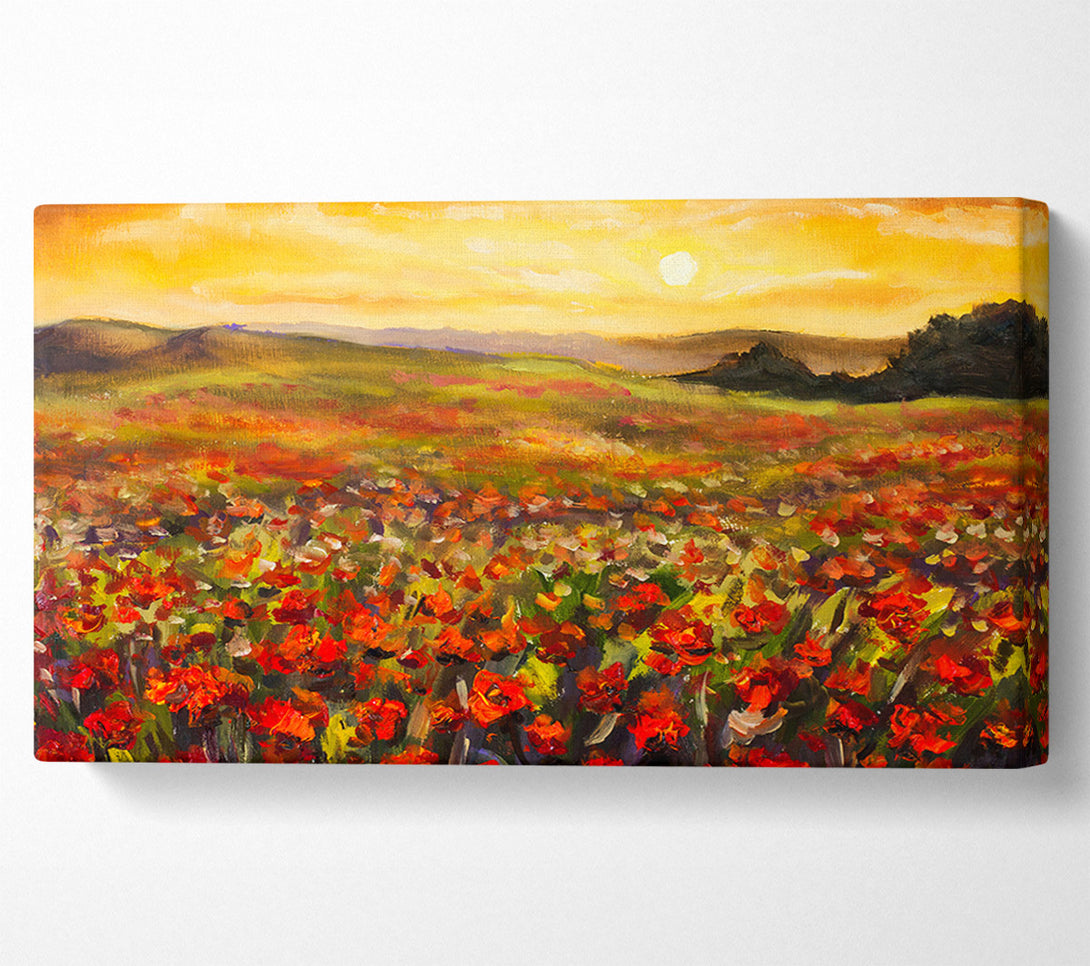  A Canvas Print of Poppy Field Sun Canvas Wall Art
