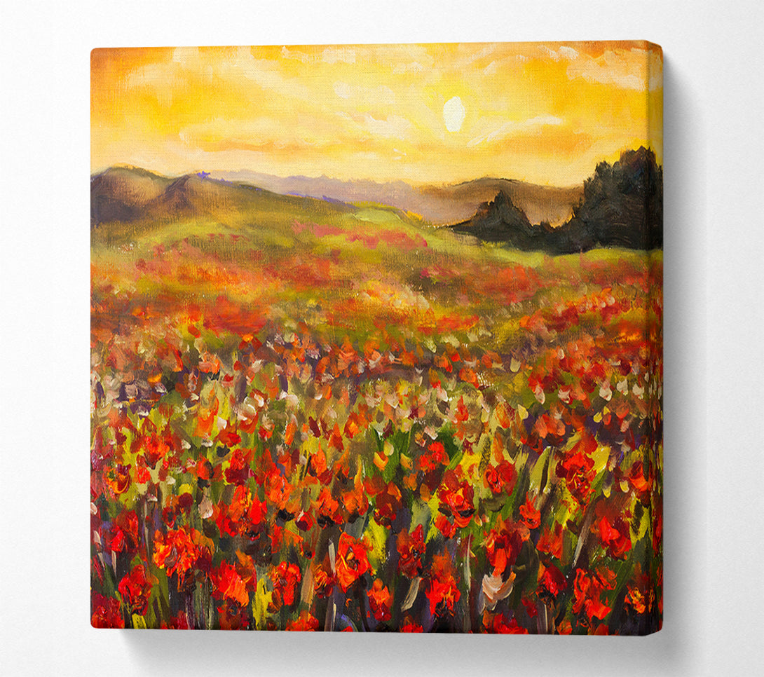  A Canvas Print of Poppy Field Sun Canvas Wall Art