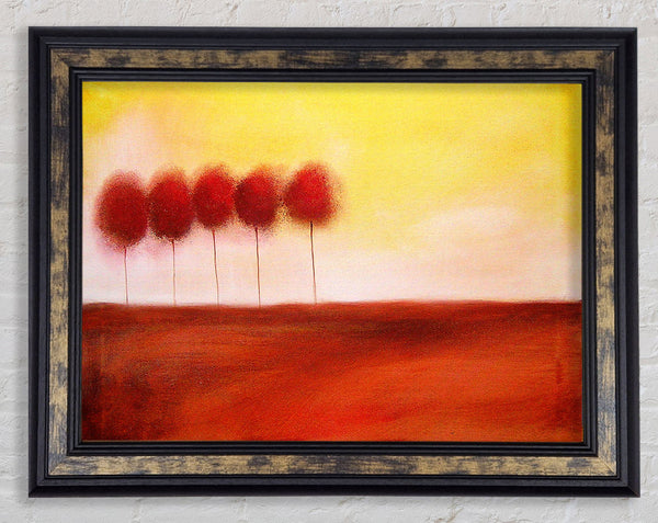 Red Tree Line Up Framed Print
