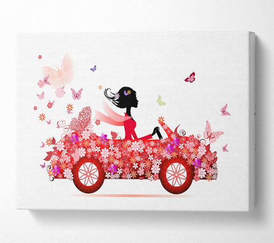 Flower Car Canvas Wall Art