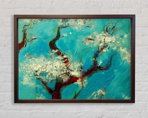 Cherry Blossom Blues Framed Print