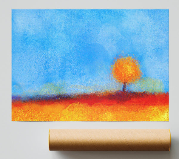 Lonesome Orange Tree Print