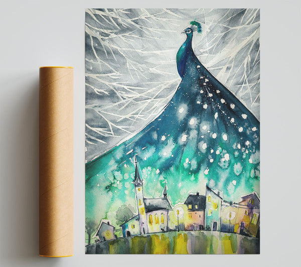 Peacock City Print