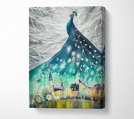 Peacock City Canvas Wall Art