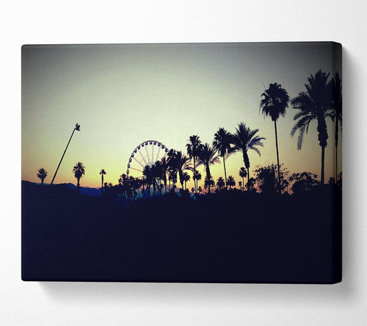 Fairground At Dusk Canvas Wall Art