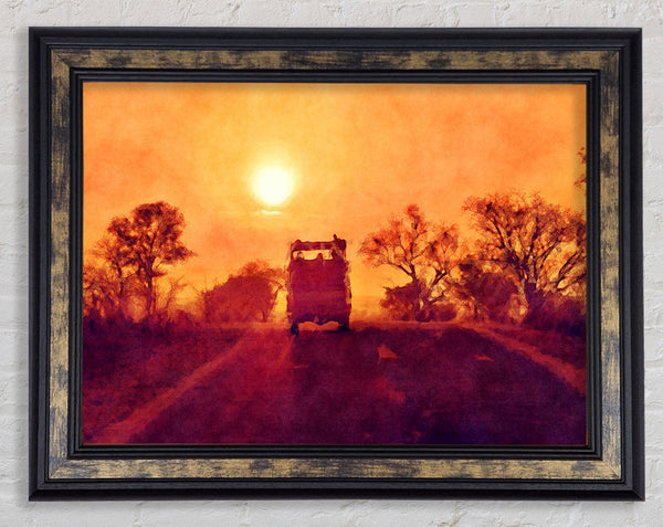 Driving Off Into The Sunset Framed Print