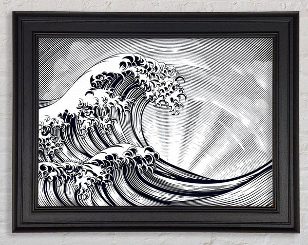 Black Wave Sun Beam Framed Print