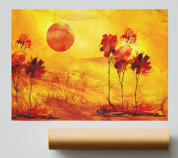 Red Tree Sun Giclee Print