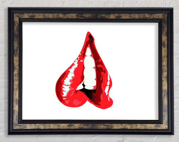 Red Lip Bite 1 Framed Print