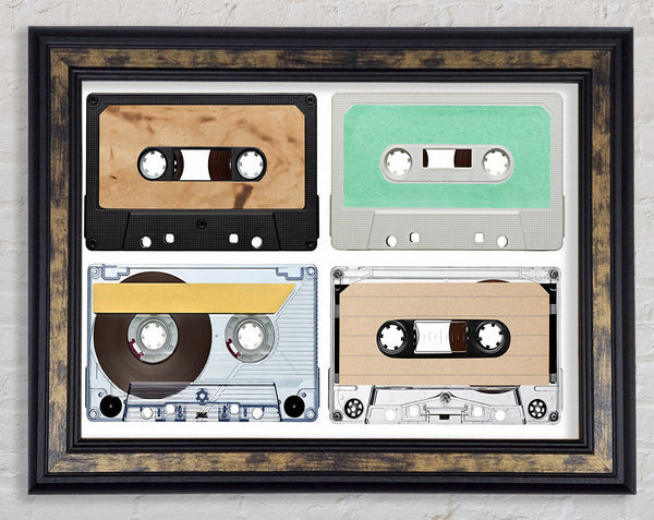 Retro Music Tapes Framed Print