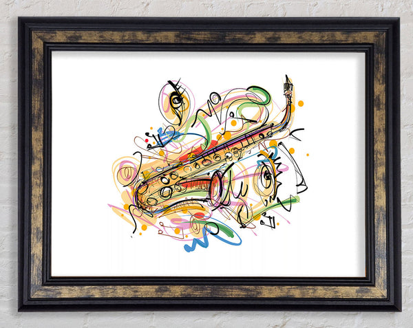 Saxophone Rainbow Tunes Framed Print