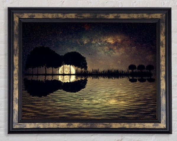 Guitar Tree Moonlight Framed Print