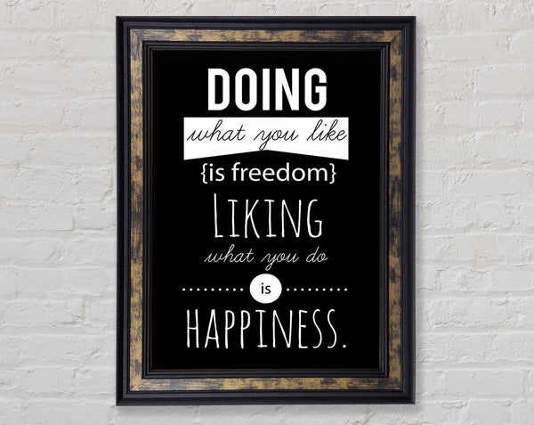 Doing What You Like Is Freedom Framed Print