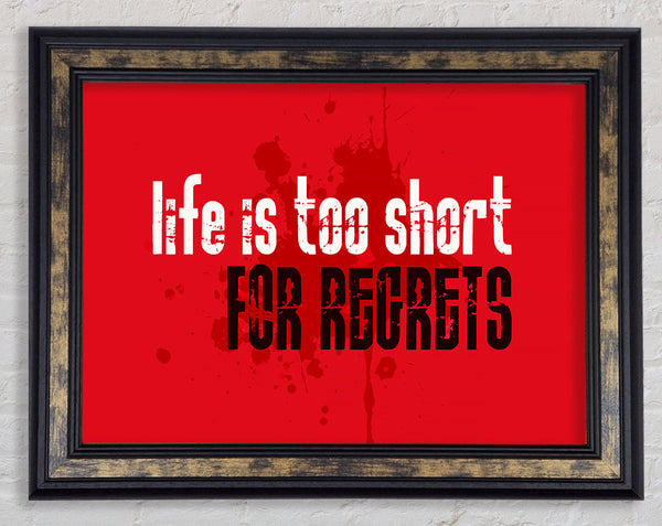 Life Is To Short For Regrets Framed Print