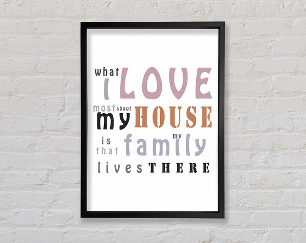 What I Love Mosy About My House Framed Print