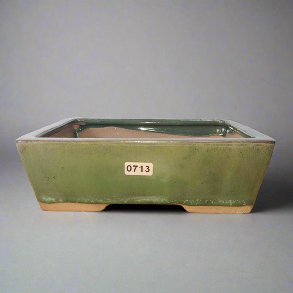 22cm Glazed Bonsai Pot | Rectangle | 22cm x 17cm x 7cm | Green
