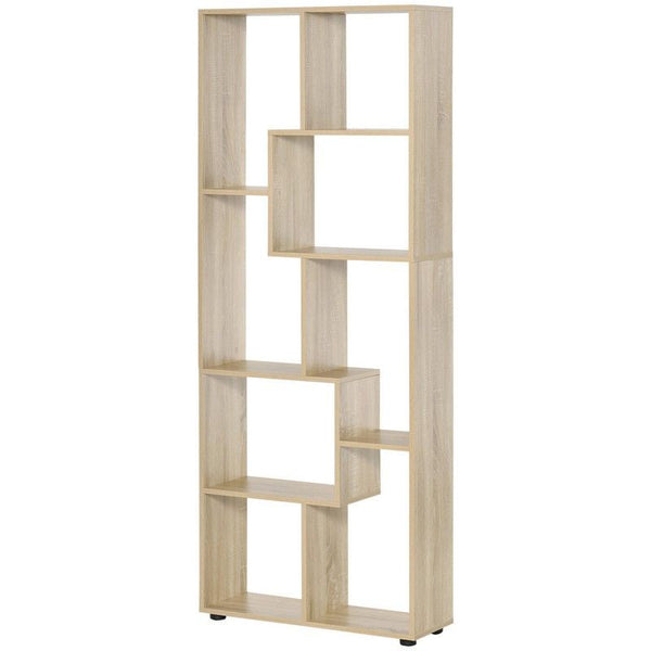 Eight-Section Tall Shelving Unit - Oak Effect