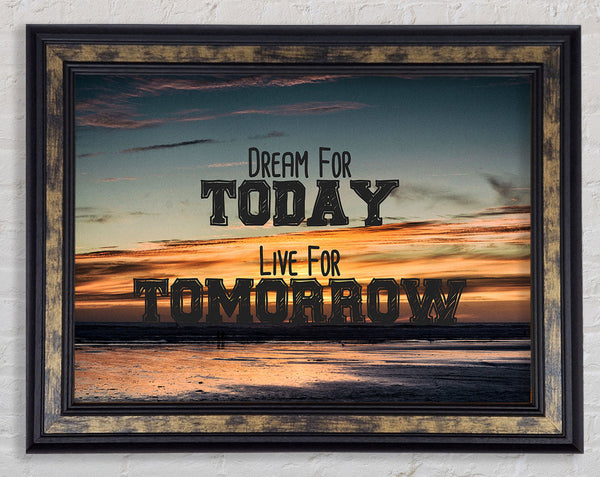 Dream For Today Live For Tomorrow Framed Print
