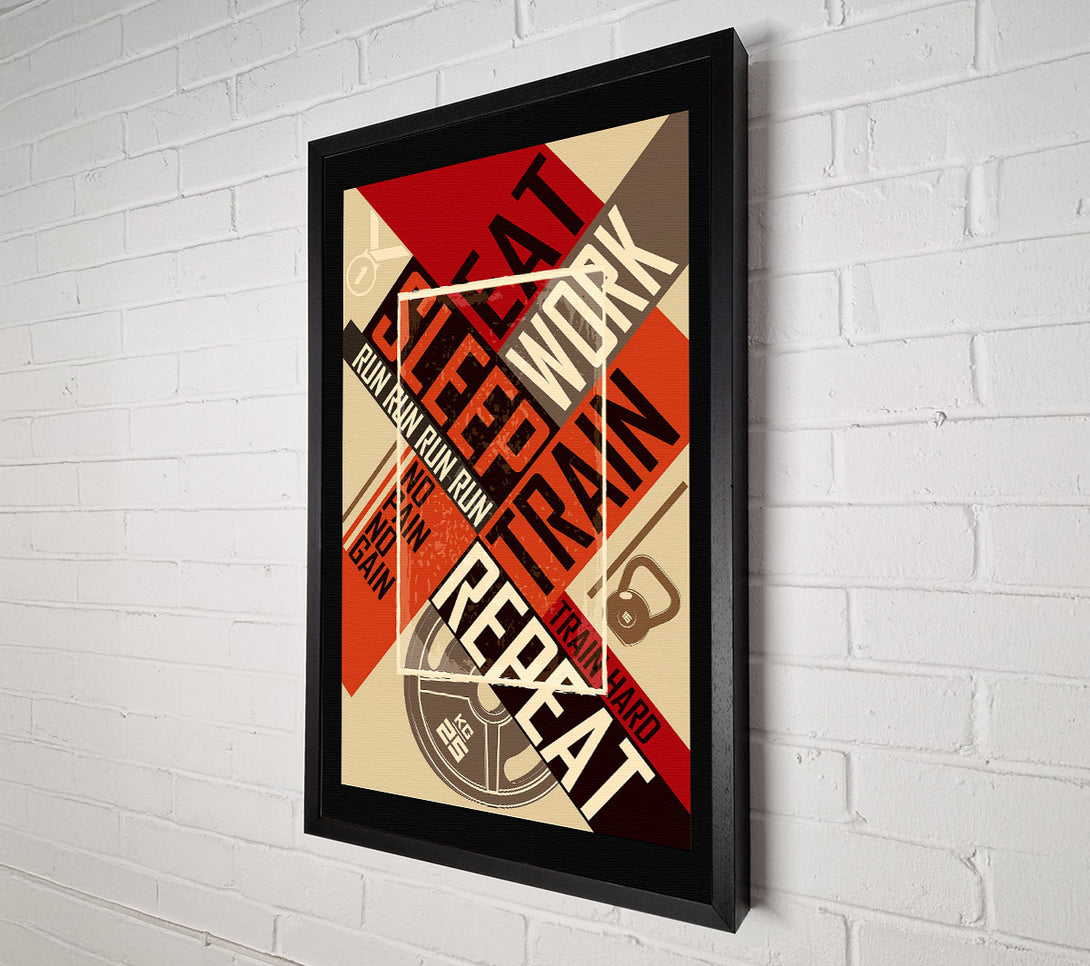  A Canvas Print of Eat Sleep Work Train Repeat 2 Canvas Art