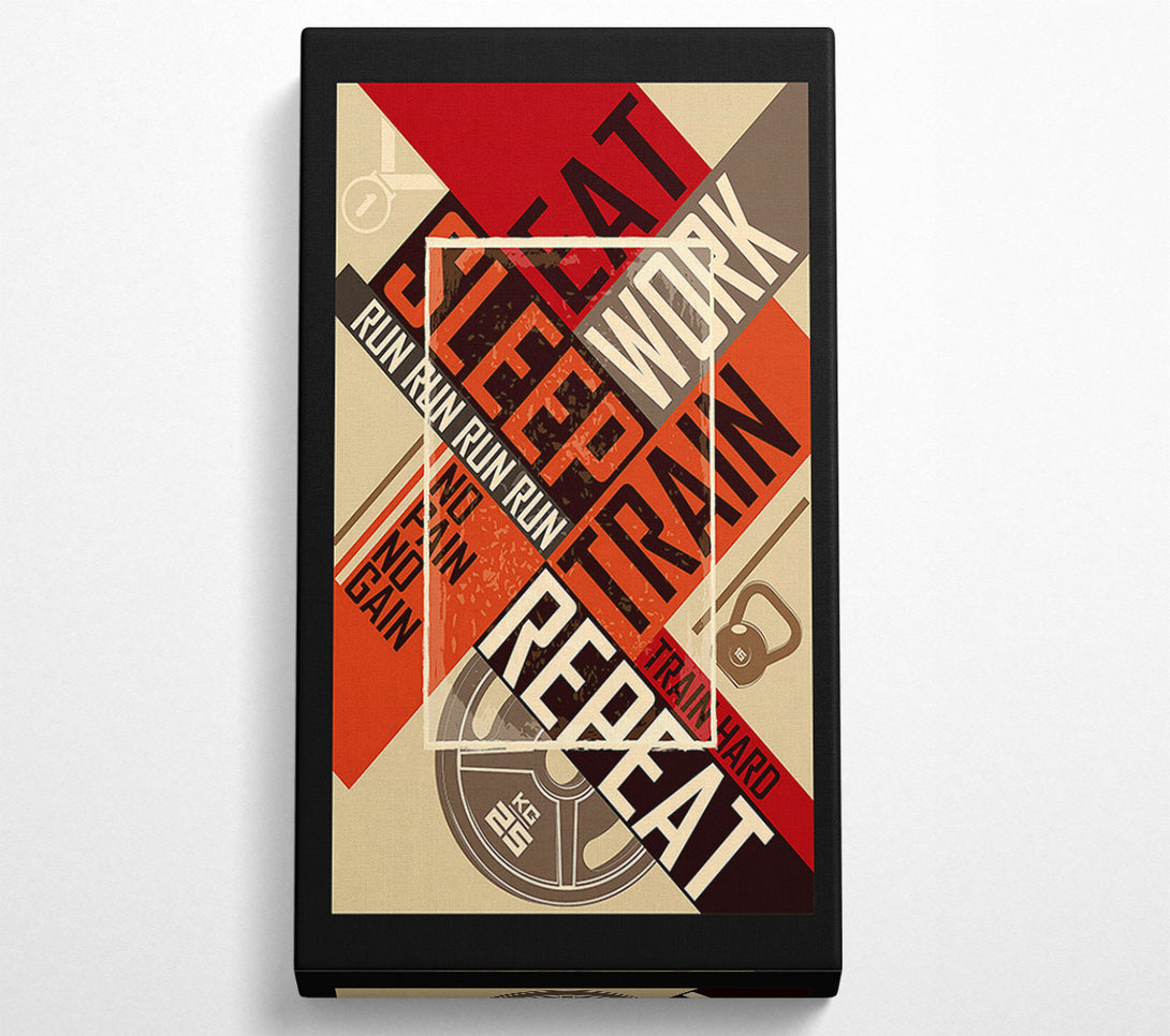  A Canvas Print of Eat Sleep Work Train Repeat 2 Canvas Art