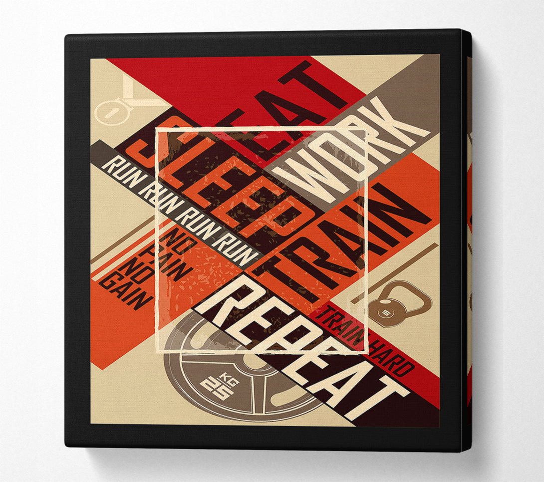  A Canvas Print of Eat Sleep Work Train Repeat 2 Canvas Art