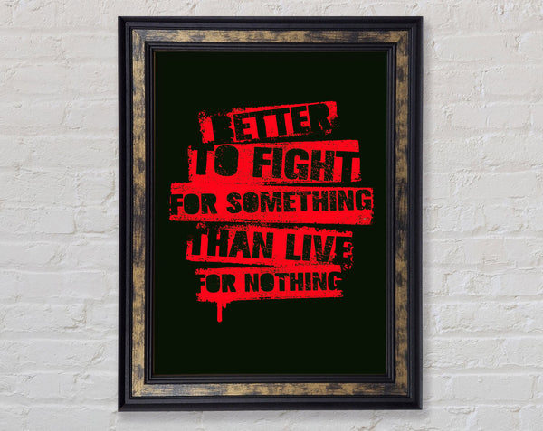 Better To Fight For Something Framed Print