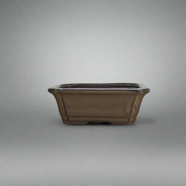 12cm Glazed Bonsai Pot | Rectangle | 12cm x 10cm x 4cm | Green