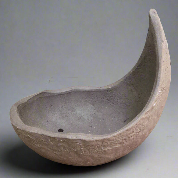 20cm Unglazed Bonsai Pot | Half-Moon | 20cm x 15cm x 17cm | Brown