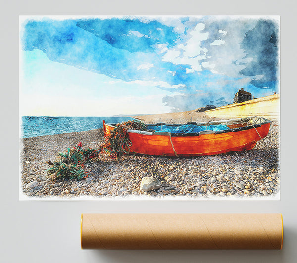 Fishermans Boat In The Early Morning Poster