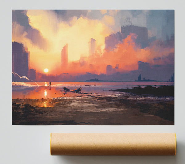 Sunset Ocean City Giclee Print