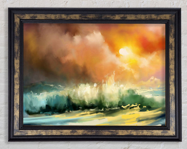 Raging Ocean Skies Framed Print