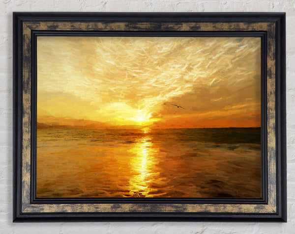 Perfect Sunset Ocean Framed Print