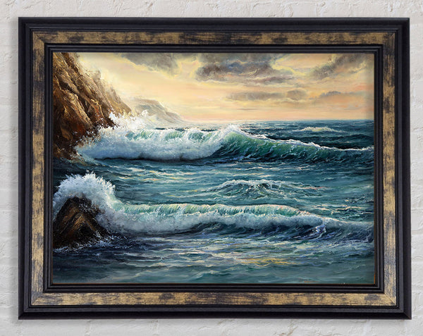Lapping Of The Ocean waves Framed Print