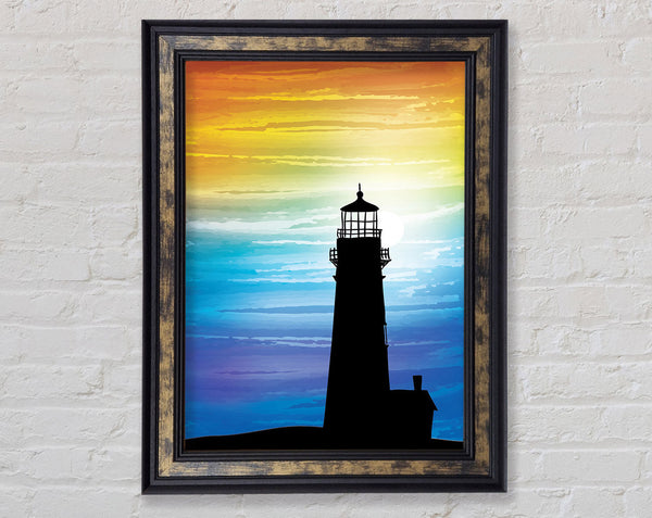 Lighthouse Rainbow Skies Framed Print