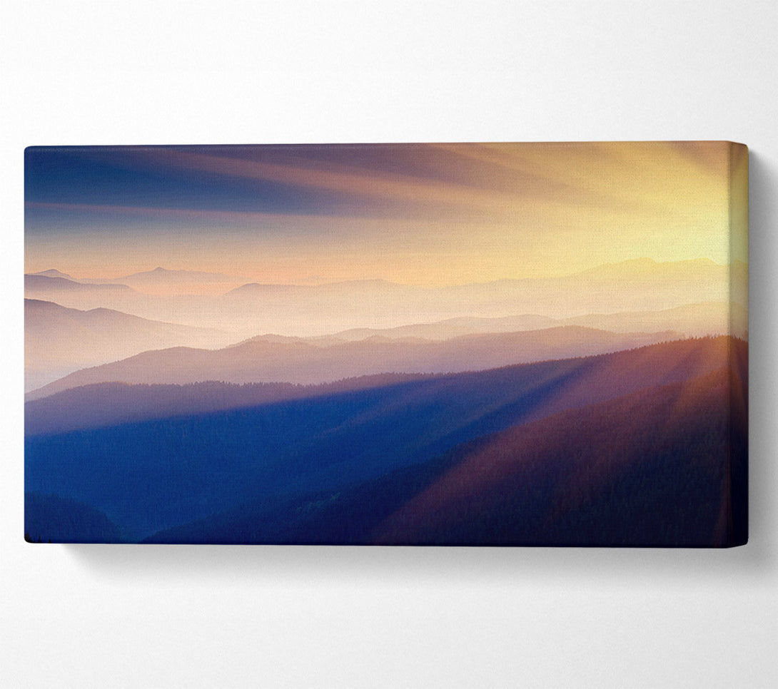  A Canvas Print of Misty Sunrise Mountains Canvas Art