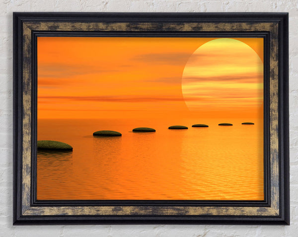 Pebbles To The Tranquil Sun Framed Print